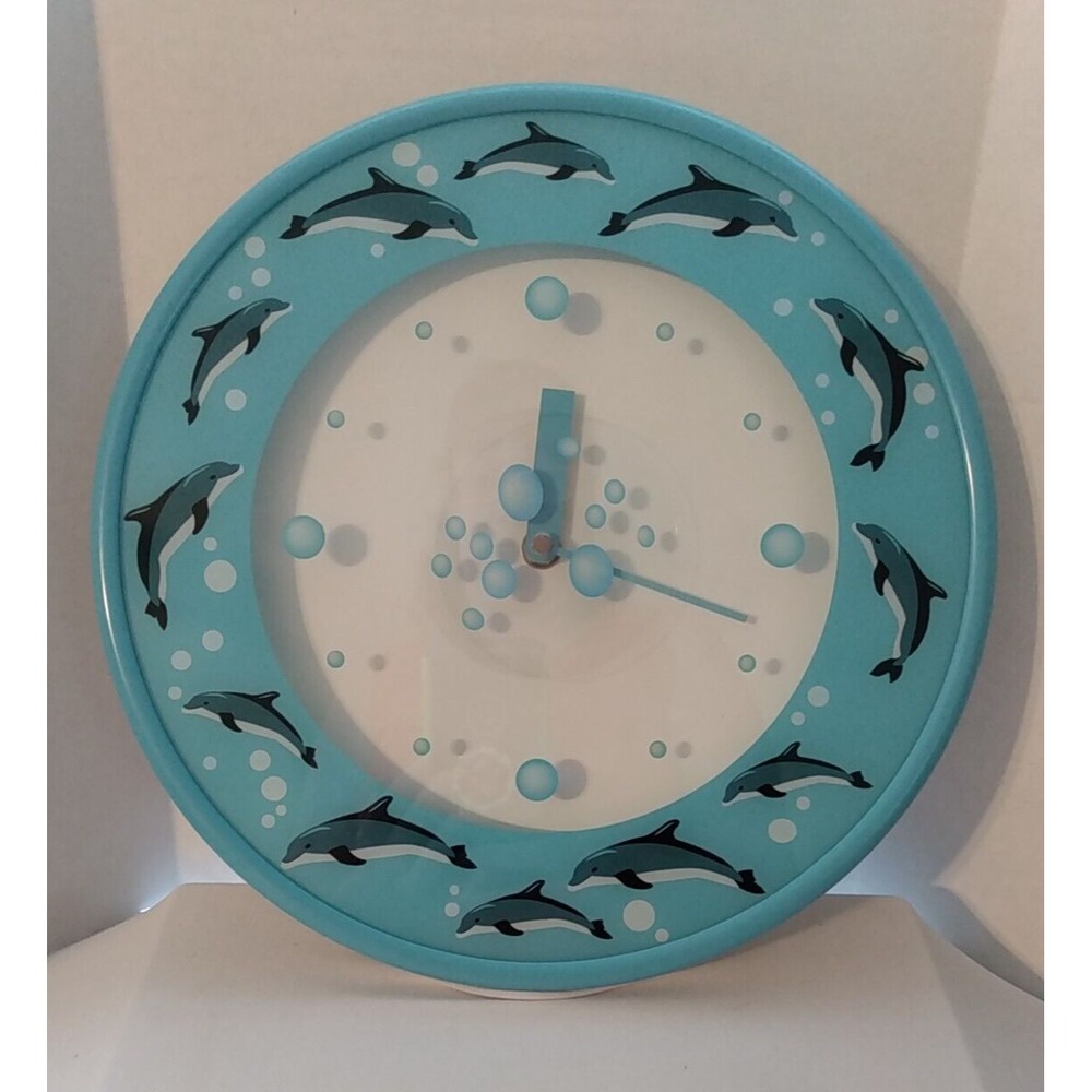 11" Dolphin Wall Clock Ocean Sea Lover Clock moving bubbles Beach house decor